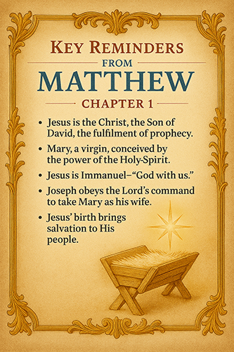 Matthew Chapter 1 Key Reminders